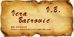 Vera Batrović vizit kartica
